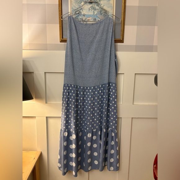 Italian Blue Polka Dot Sleeveless Dress Size Large - Picture 2 of 6